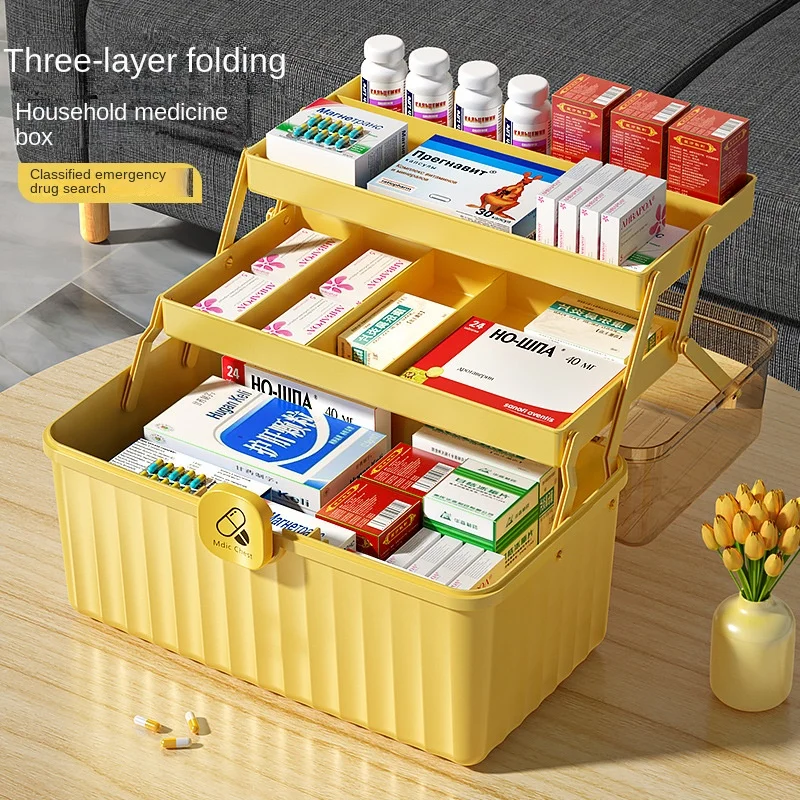 

Home Medicine Cabinet Medicine Box, First Aid Kit Portable Storage Medicine Box, Three-layer Medicine Box, Household Storage Box
