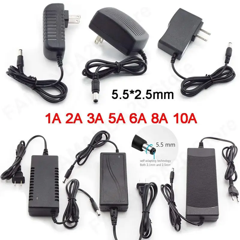 

110-220V AC DC 5V 12V 24V Power Supply Adapter 1A 2A 3A 5A 6A 8A 10A Universal Power Charger for CCTV Camera LED Light