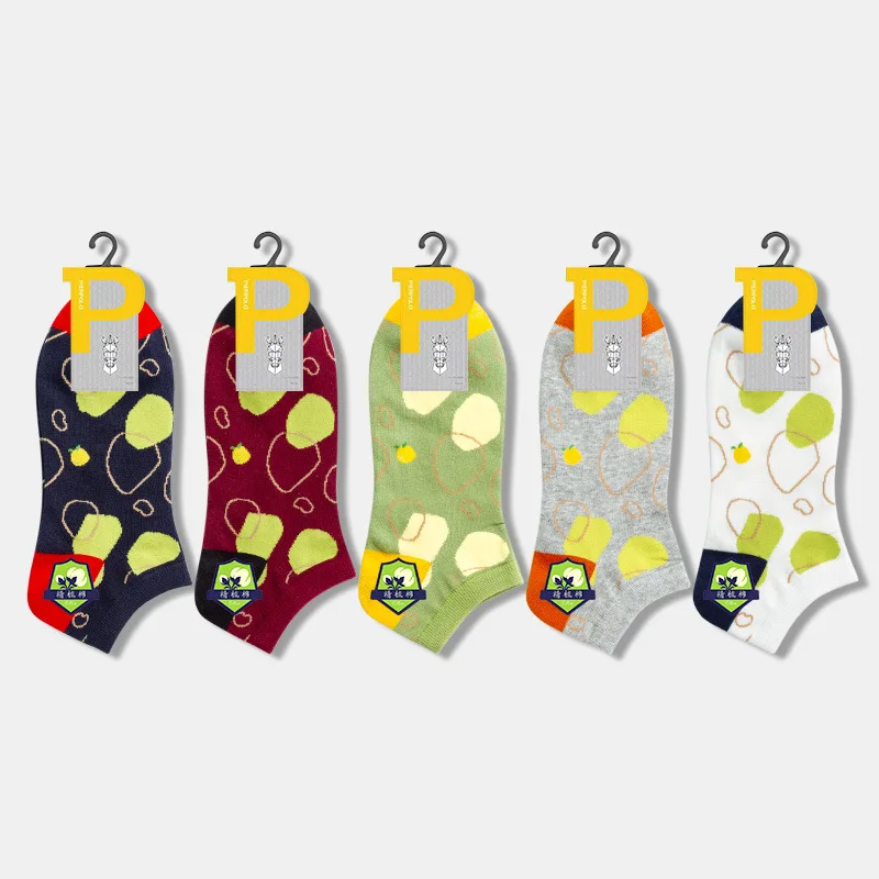 5 pairs of Chinese style boys' pure cotton antiskid silicone invisible ship compression breathable ship socks men's cotton socks