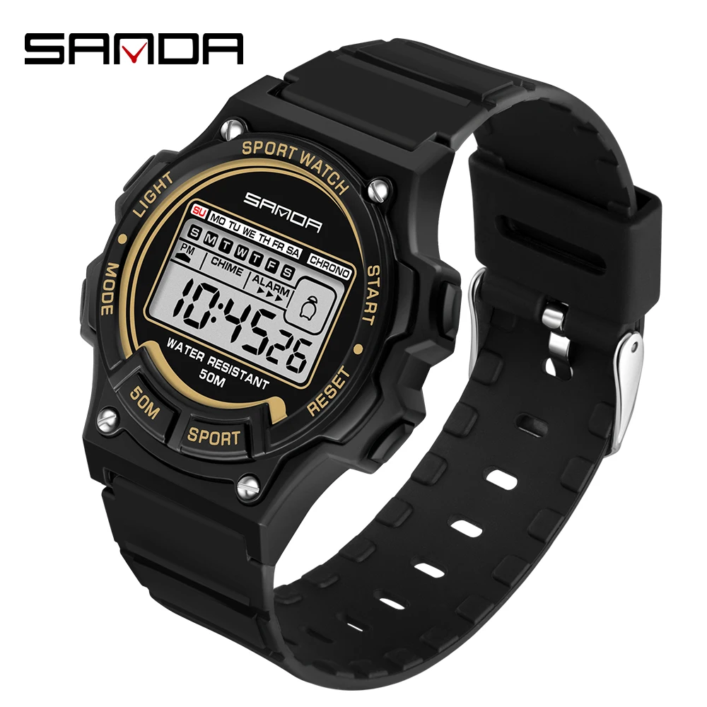 SANDA Watches For Men Digital Watch Mens Watch Led Fashion Black Electronic Watches Sports Waterproof Swim Diving Popular watch
