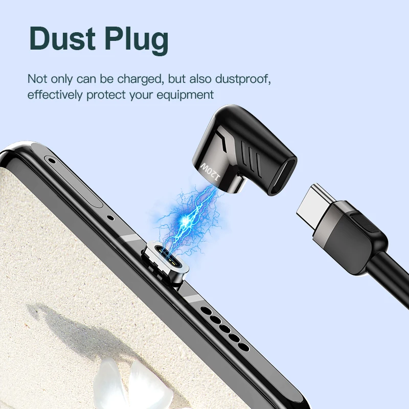 KUULAA 120W Magnetic USB Type C Adapter for MacBook Pro Elbow USB Type C Charge Connector for Huawei Magnet USB-C Adapter