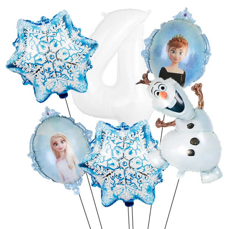

6pcs Disney Frozen Olaf Foil Balloons 32inch White Number Boy Girl Cartoon Theme Birthday Party Decor Kids Toys Gift Baby Shower