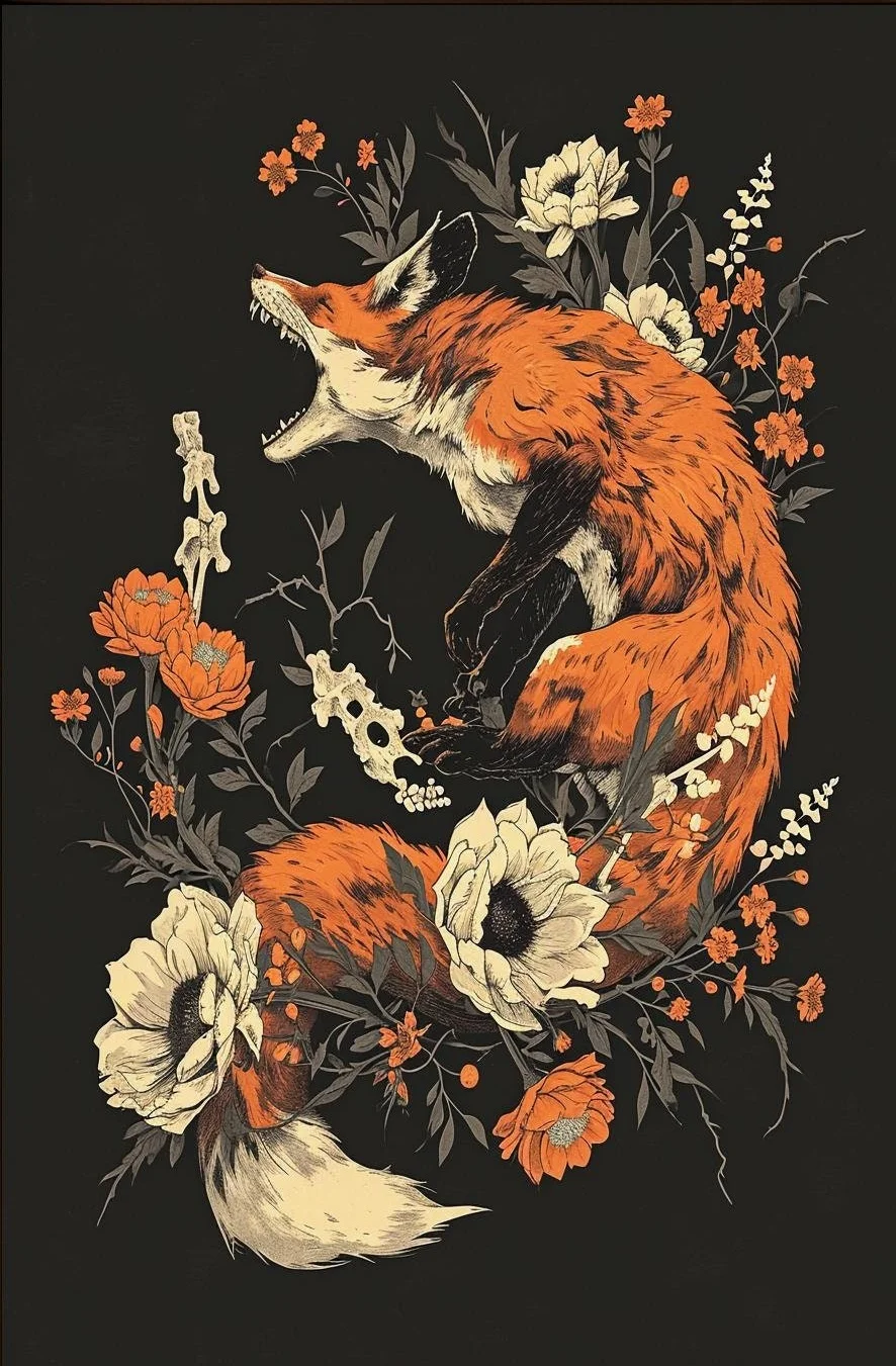 

Настенная живопись "Ужасный цветочный скелет"