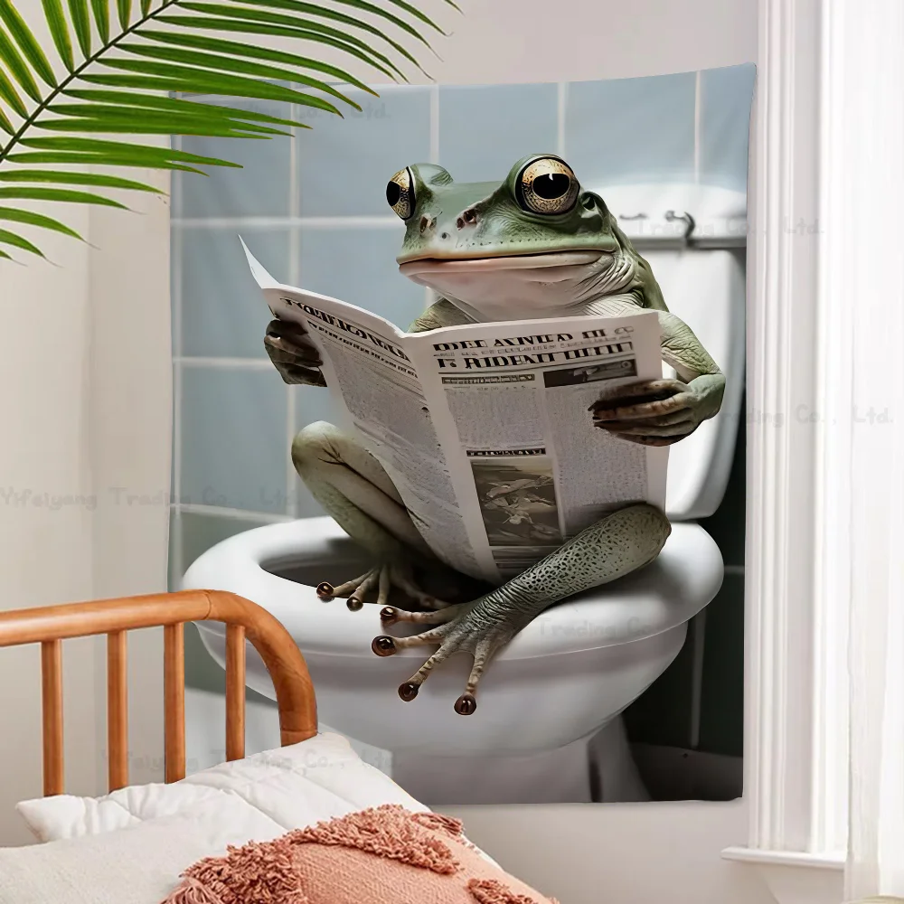 Забавный гобелен с юмористическими животными для ванной комнаты богемный