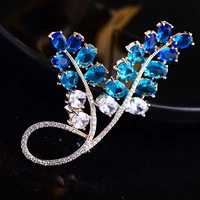2022 new elegant blue plant flower brooch fashion temperament simple brooch clothes hat accessories high end brooch female