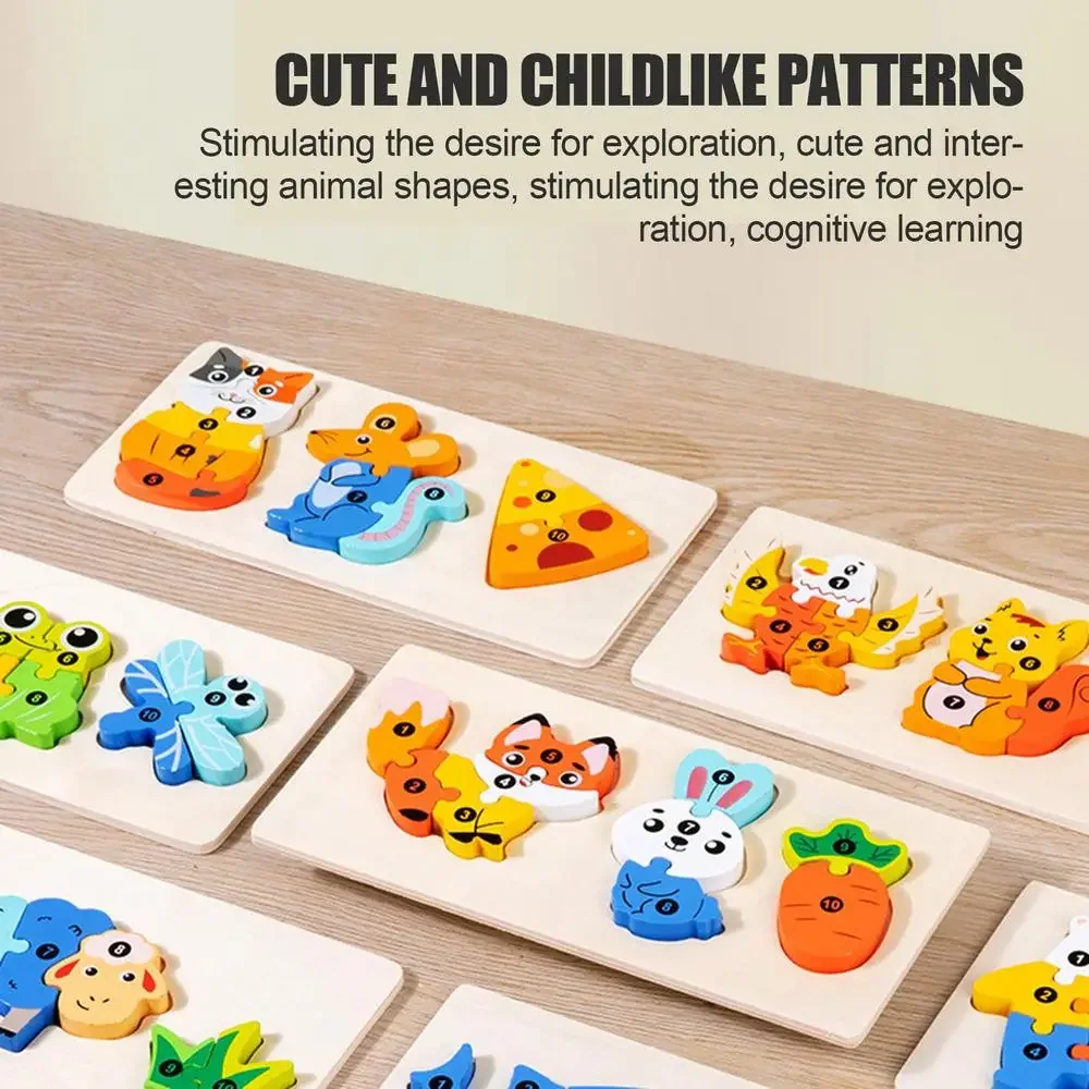 Биологическая цепочка 3D пазлы для детей деревянные головоломки блок животных