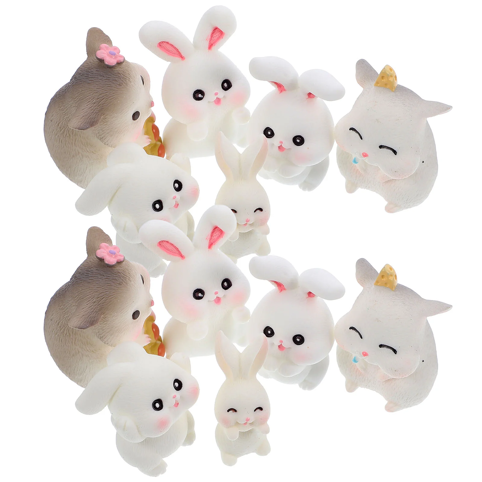 

12pcs Microlandscape Rabbit Decoration Resin Craft Mini Bunny Model Tabletop Miniature Rabbit Statue