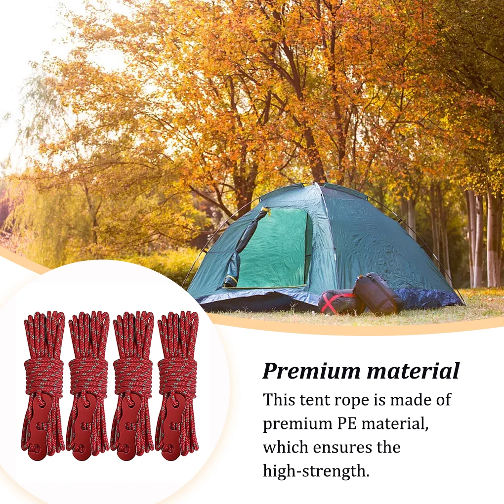 

4 Pieces Tent Rope Hiking Wire Camping Supplies Multifunctional Tents Cord