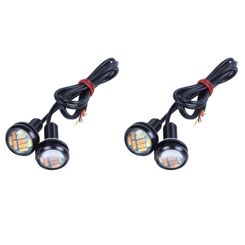 

4 Pcs 12V 23Mm Dual Color Switchback 4014 12 Led Drl Eagle Eye Daytime Light