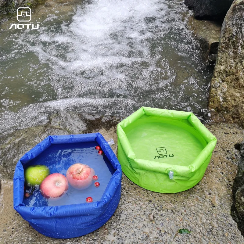 Outdoor Folding Bucket Camping Tourism Washbasin Inflatable Foot Washing Bucket 8L Washbasin