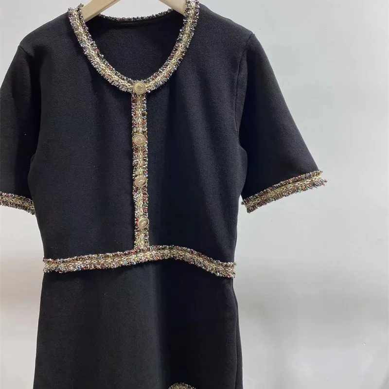 

Новое поступление, Брендовое женское платье, повседневные весенне-летние платья, вязаное платье для женщин, французские винтажные платья д...