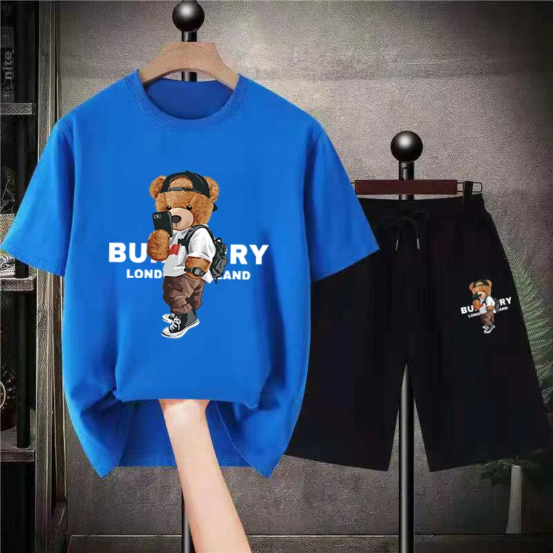 Limited Korean Casual Bear T-Shirts Shorts Sets Mens Tees Suits Luxury Sports 2 Piece Outfit Streetwear Summer Quality Tracksuit