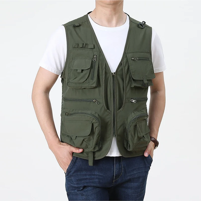 

Men's Camping Photographer Waistcoat Unloading Tactical Vest Coat Casual Mesh Work Sleeveless Jacket Tools Pocket Vests