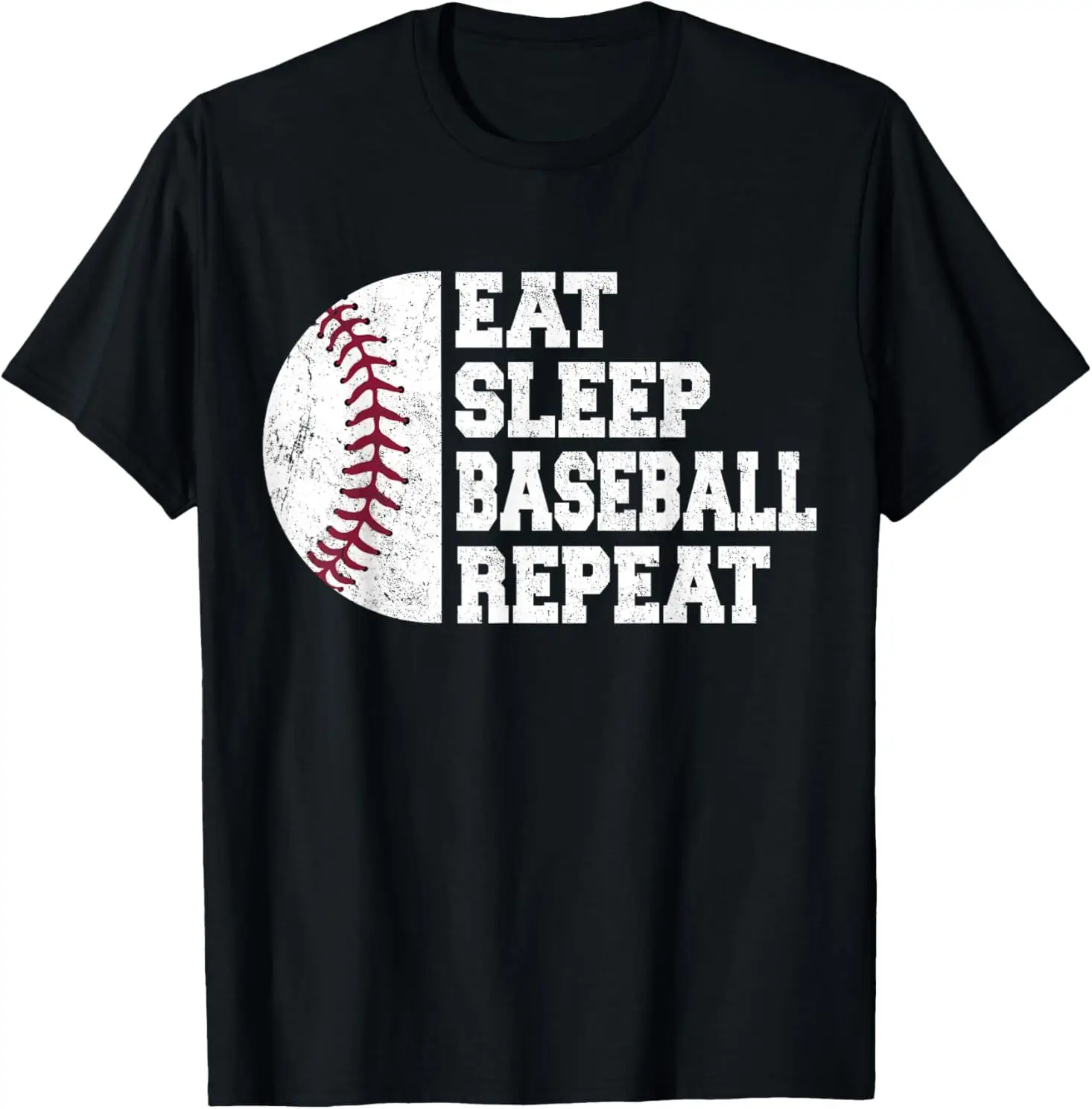 Фото Забавная бейсбольная футболка Eat Sleep Baseball Повторите бейсболиста №1