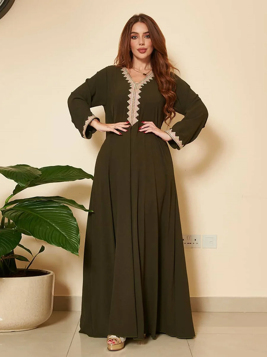 Женская Марокканская кафтан с аппликацией, мусульманская абайя, саудовская черная абайя, мусульманское скромное платье, Арабская джалабия,...