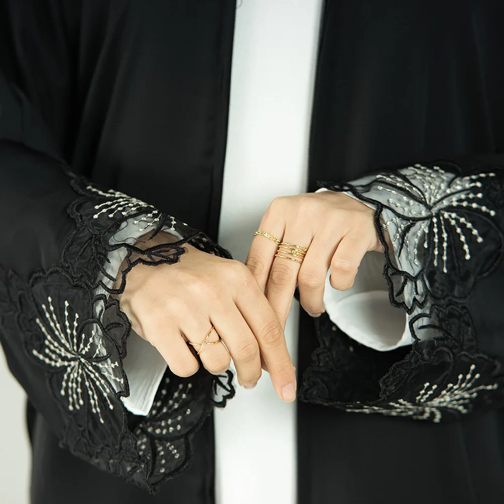 2023 Middle East Türkiye Lace Cardigan Dress Muslim Abayas for Women Dubai Abaya Kimono Robes Fashion Islamic Clothing