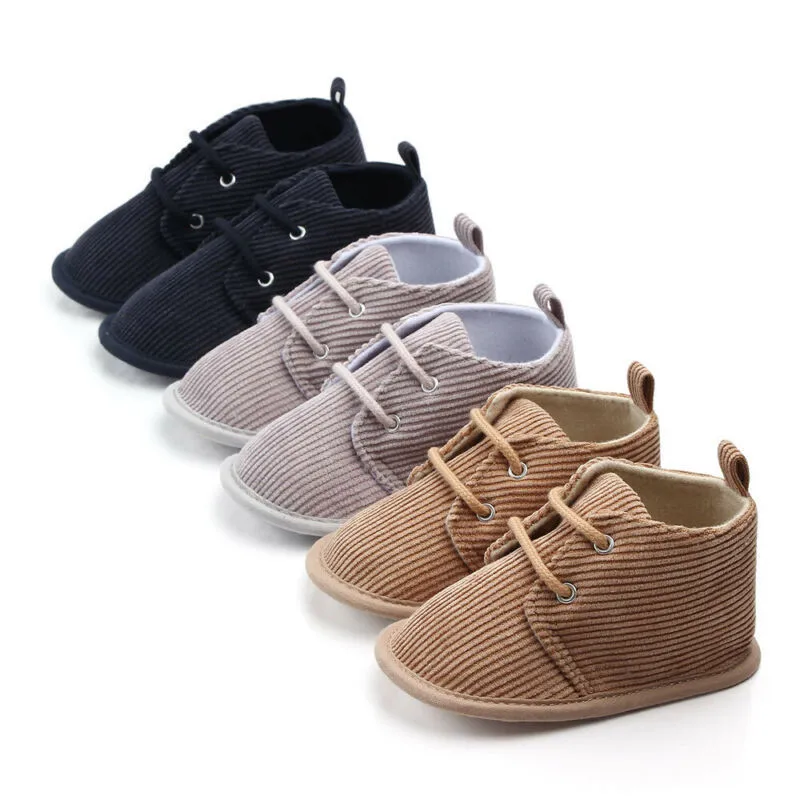 

New 0-18M Baby First Walkers Toddler Baby Boys Ribbed Solid Soft Sole Crib Shoes Girls Sneakers