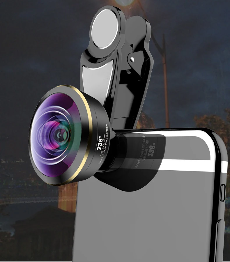 

238 Degree Phone Fisheye Lens 5K HD 7.5MM Full Screen Fish Eye Camera Lenses for Most Smartphones in Market Multi-layers Coating