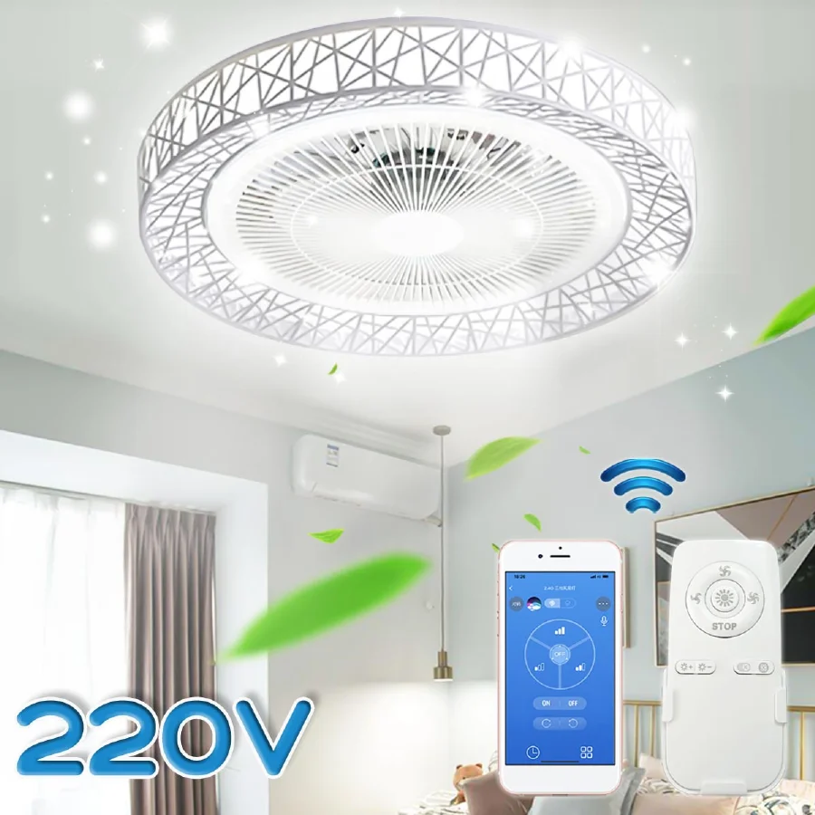 

New 50CM Smart LED Ceiling Fan Lights Remote Control For Bedroom Children Room Home Deco Ventilator Lamp Air Invisible Silent