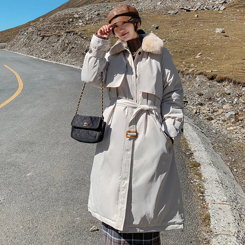 Women Cotton Overcoat Stand-up Collar Lambswool Tooling Coats 2021 New Fashion Temperament Female Parkas Tide Plus Velvet Jacket