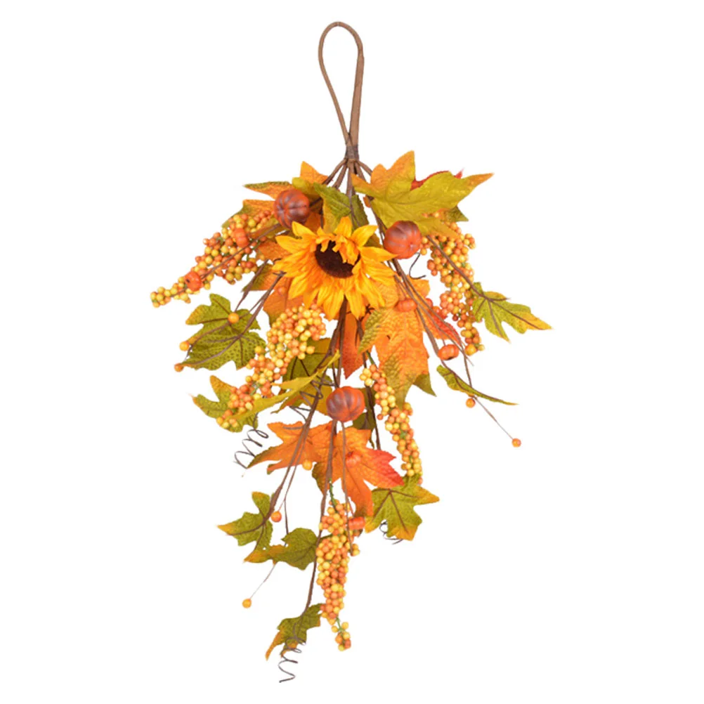 

Garland Sunflower Artificial Vine Thanksgiving Hangingfoliage Wreath Teardrop Door Wedding Autumn Vines Backdrop Decor Silk Xmas