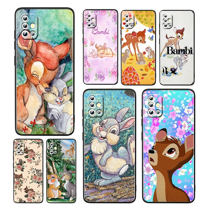 

Bambi Cartoon Cute Case For Samsung Galaxy A52S A72 A71 A52 A51 A12 A32 A21S 4G 5G Funda Soft TPU Black Phone Cover