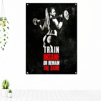 train insane or remain the same sport fitness poster wall art exercise inspirational tapestry gym workout decorative banner flag