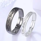 Парные кольца с надписью парные кольца 2 шт. черно-белые ЭКГ живые рот пара мужчин и женщин корейские простые оптовая продажа