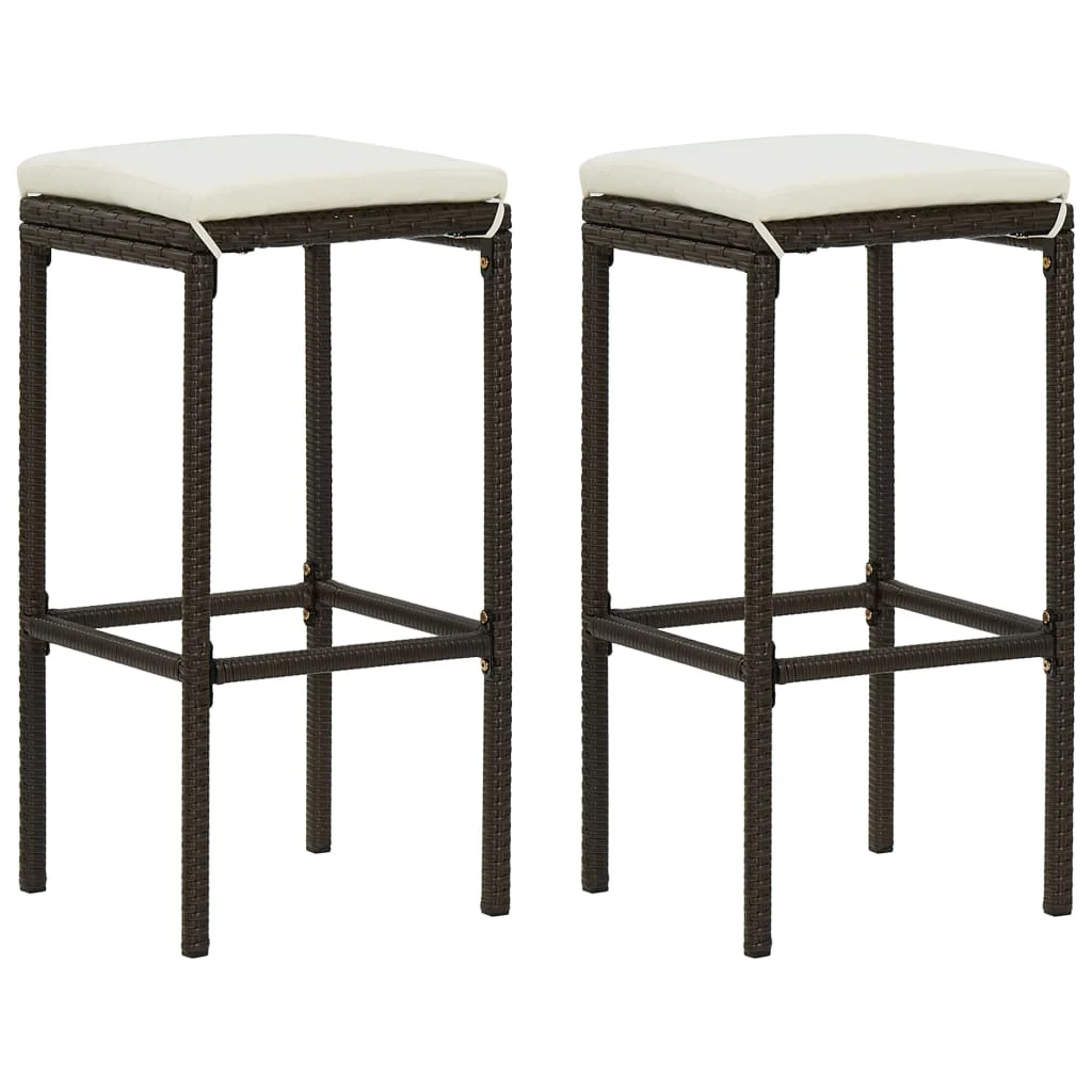 

Bar Stool Chair Counter Stools Set of 2 Kitchen Decor for Counter with Cushions 2 pcs Brown Poly Rattan