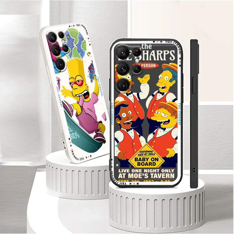 

Phone Case For Samsung Galaxy S22 S21 S20 Pro FE S10 Note 20 10 Plus Lite Ultra 5G Disney Luxury Simpsons Liquid Rope Cover