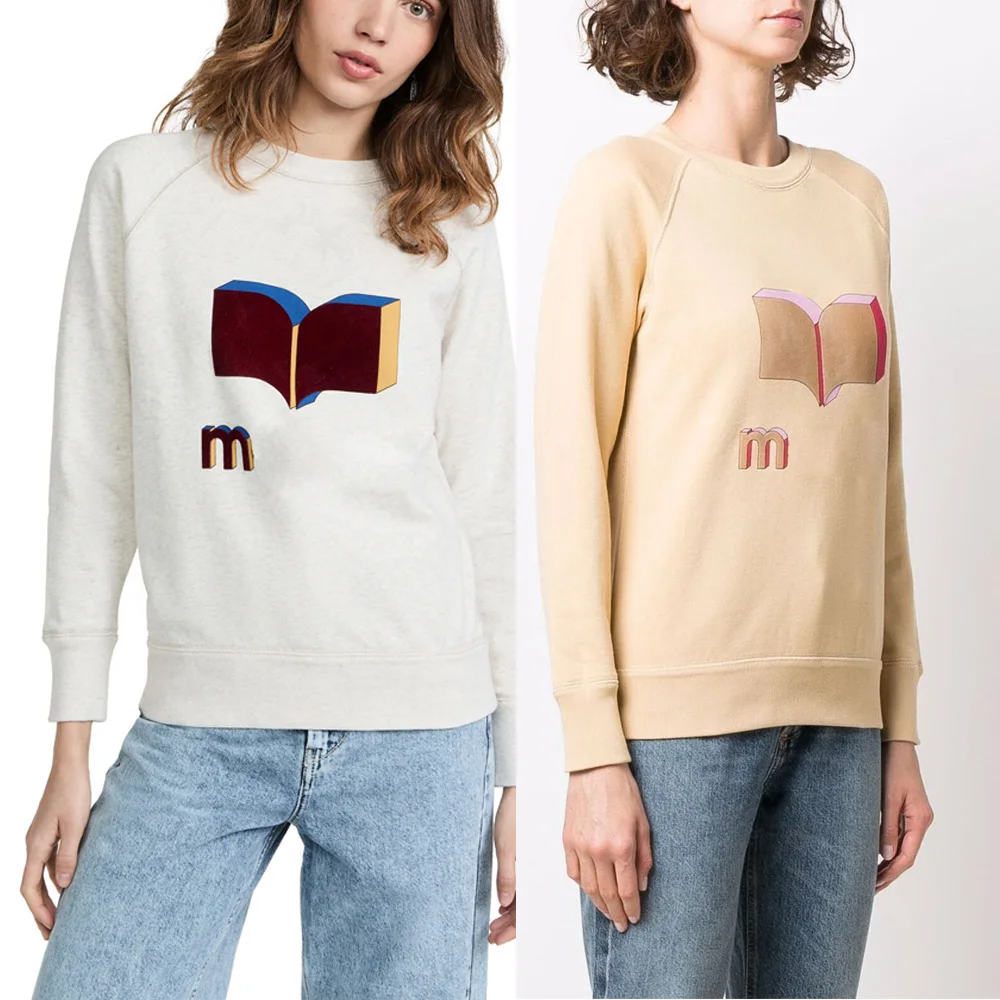 

Autumn 23 New IS Brand French Loose Pullover Letter Flocking Printing Casual Sports Top Colored Long Sleeve Sweater