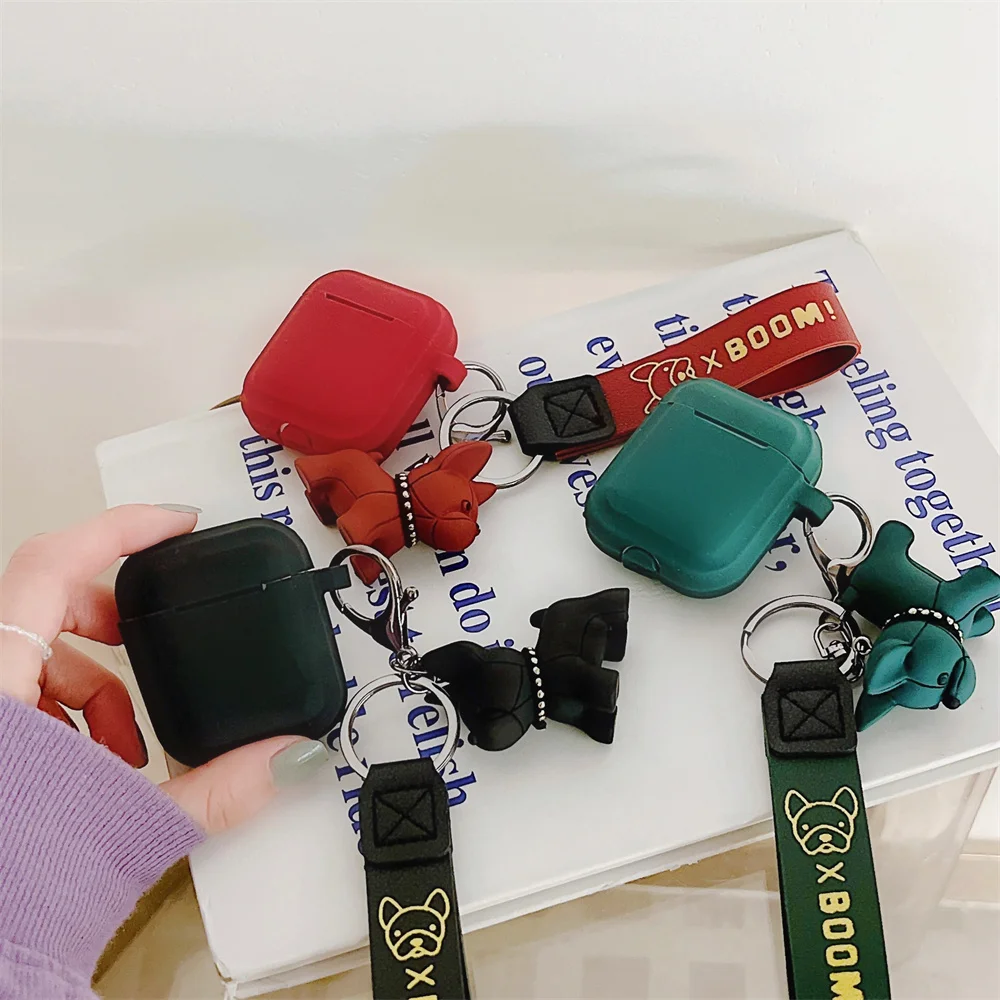 

Luxury Cartoon Keychains for Airpods Pro 3 1 2 Premium Anti-drop Silicone Shell for AirPod Pro with 3D Cartoon Fighting Dog Case
