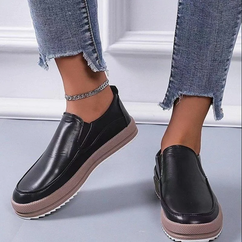 

Women's Shoes Loafers Sneakers Spring New Casual Women's Shoes Pu Flat Shoes Running Shoes Thick Bottom Walking Vulcanized Shoes
