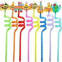 8 pcs fiesta theme drinking straws reusable mexican cinco de mayo fiesta theme party plastic colorful drinking straws 8 styles