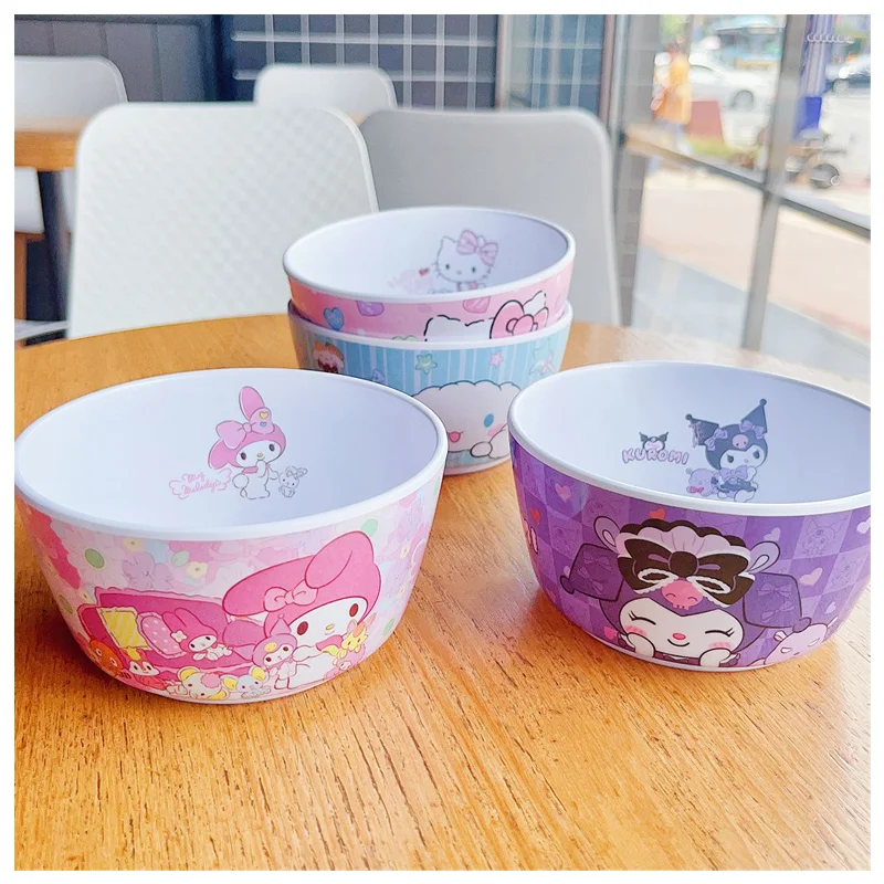 

Sanrios HelloKittys My Melody Cinnamoroll Kuromi Pochacco Anime Kawaii Rice Bowl Soup Bowl Children Fall-resistant Tableware