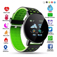 119plus touch screen smart watch waterproof sport fitness tracker men women blood pressure heart rate monitor for android ios