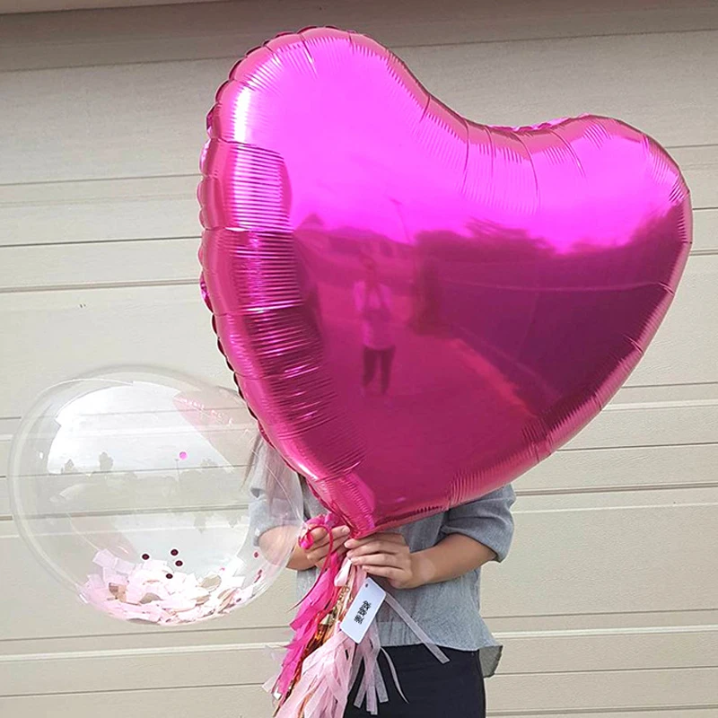 Фольгированные гелиевые шары в виде красного сердца 75 см