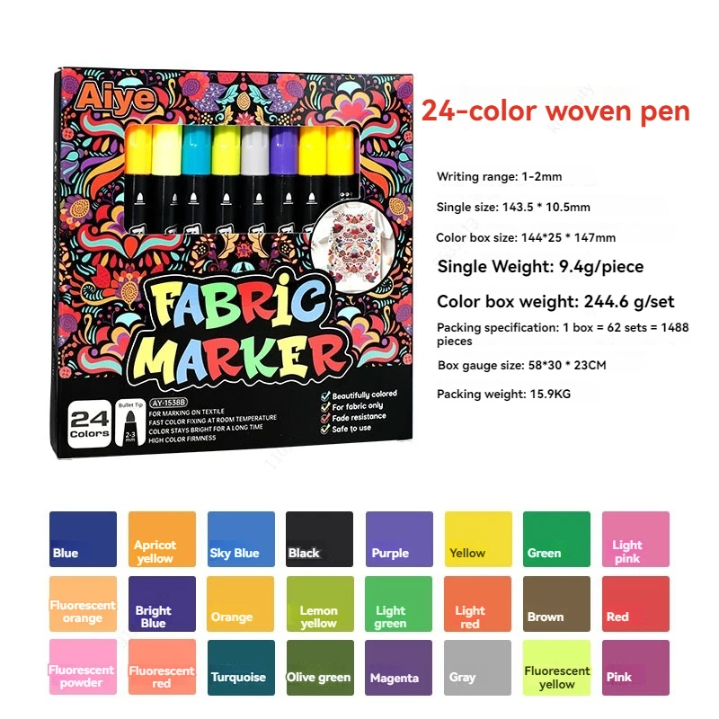 

Набор Из 12 Цветных Маркеров Для Ткани, Для Рукоделия, Граффити, Рисования На Одежде, Текстильных Маркеров