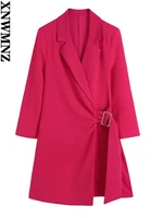 xnwmnz 2022 women fashion buckle double breasted blazer style jumpsuit vintage long sleeve side zip female jumpsuit mujer
