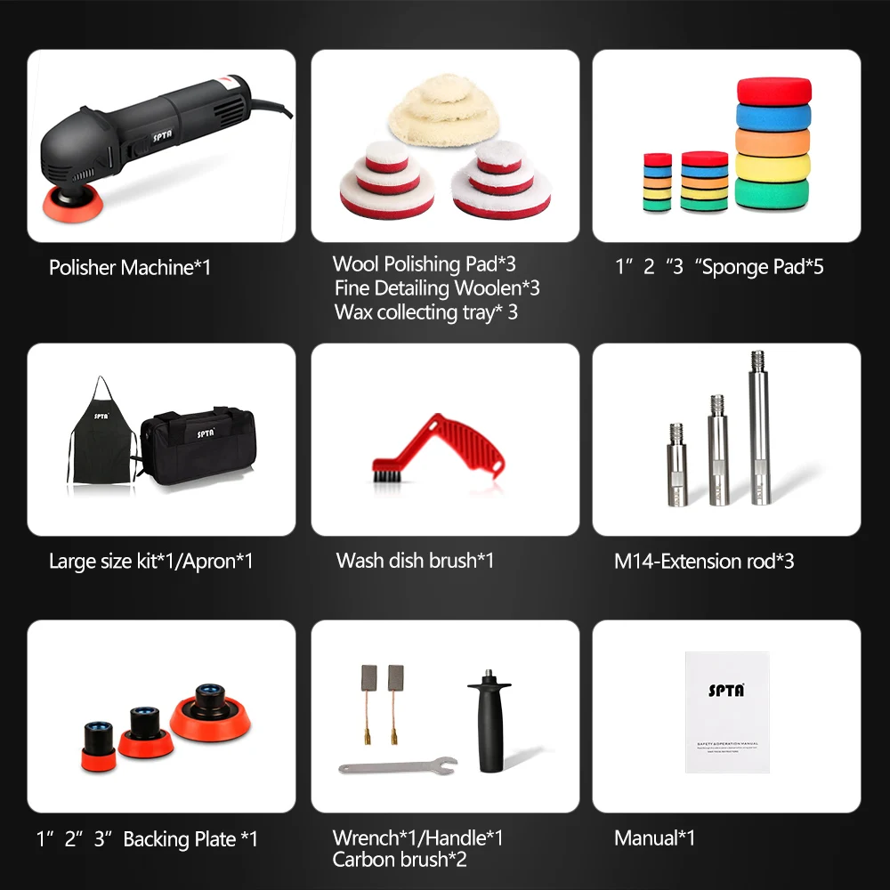 Продажа Полировальная машинка SPTA 3-дюймовая, миниатюрная, автомобильная полировальная машинка для дома, для самостоятельной сборки, с 29 шт., автомоб...