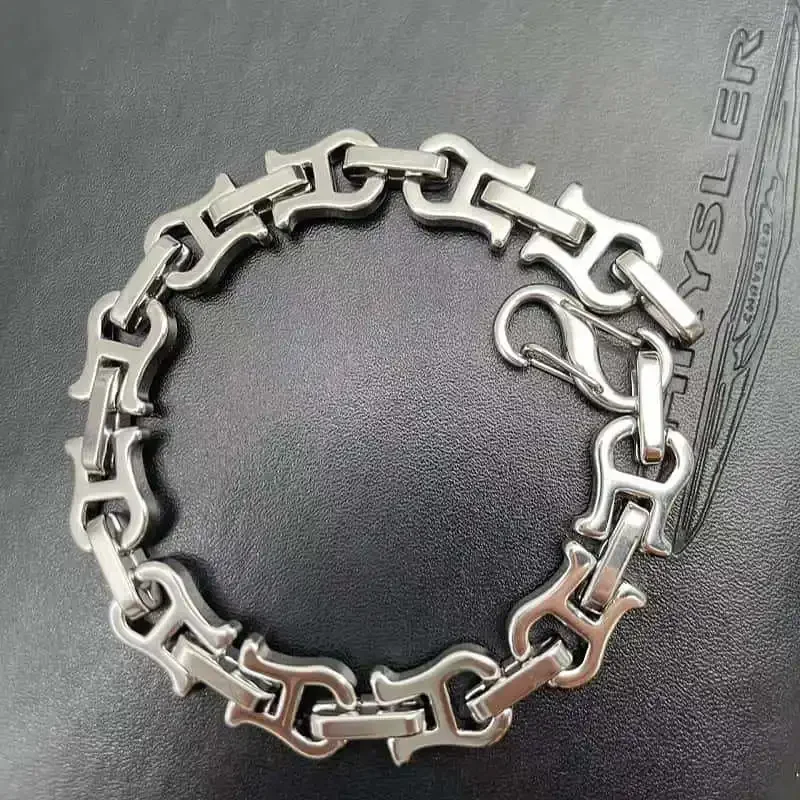 Винтажный модный повседневный простой мужской браслет из нержавеющей стали и