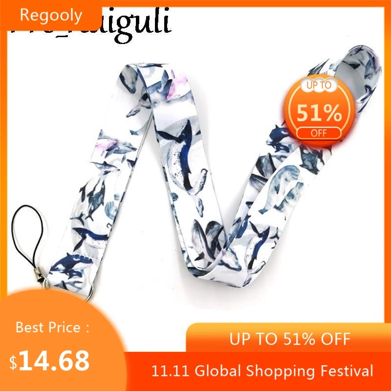 

30pcs Dolphin Whale Ocean Neck Strap Lanyard keychain Mobile Phone Strap ID Badge Holder Rope Key Chain Keyrings Accessories