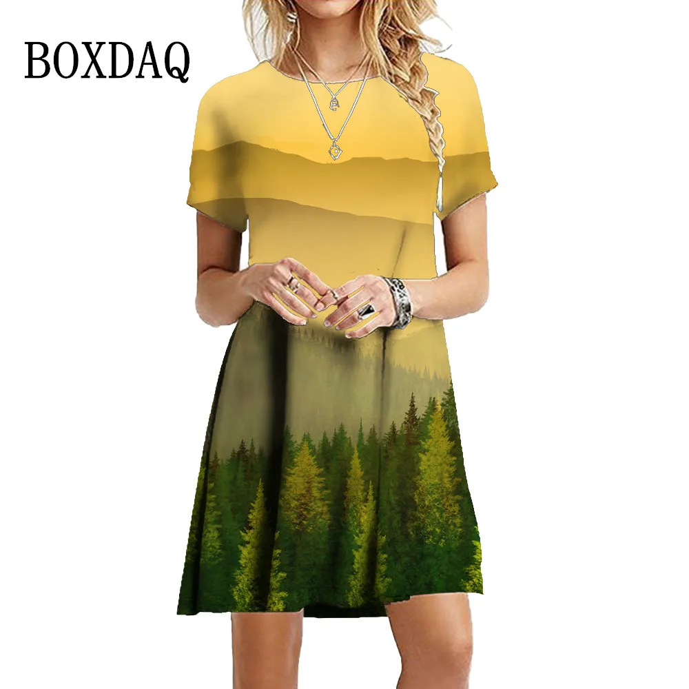 

Женское мини-платье с 3D-принтом, летнее платье большого размера с коротким рукавом