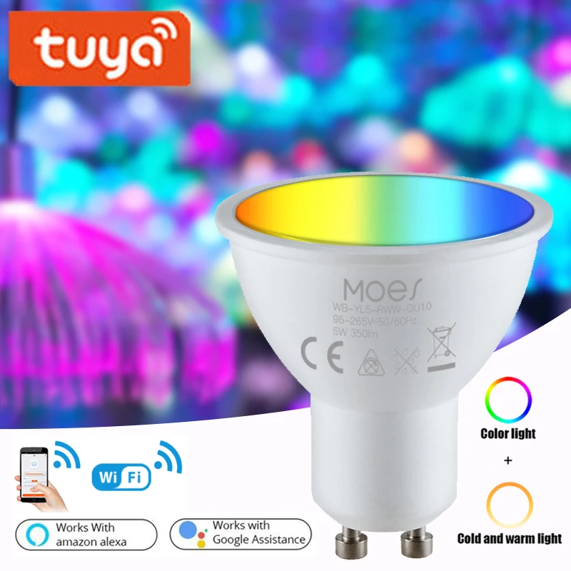 

Умные светодиодные лампы GU10 с Wi-Fi, 5 Вт, с пультом ДУ