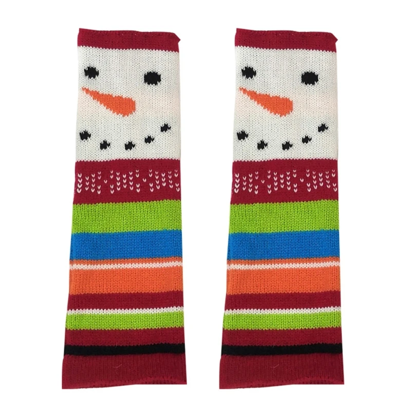 

Winter Knitting Gloves Cute Snowman Pattern Half-Finger Gloves Thicken Outdoor Mitten Touchscreen Glove Color Matching