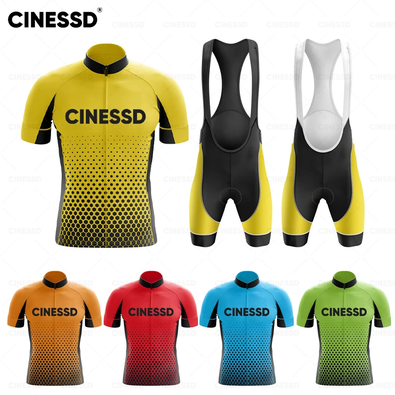 

CINESSD New Sports Cycling Kits Summer Riding Uniform MTB Clothing Bike Breathable Road Bicycle Suit 2023 Men Cycling Jersey Set