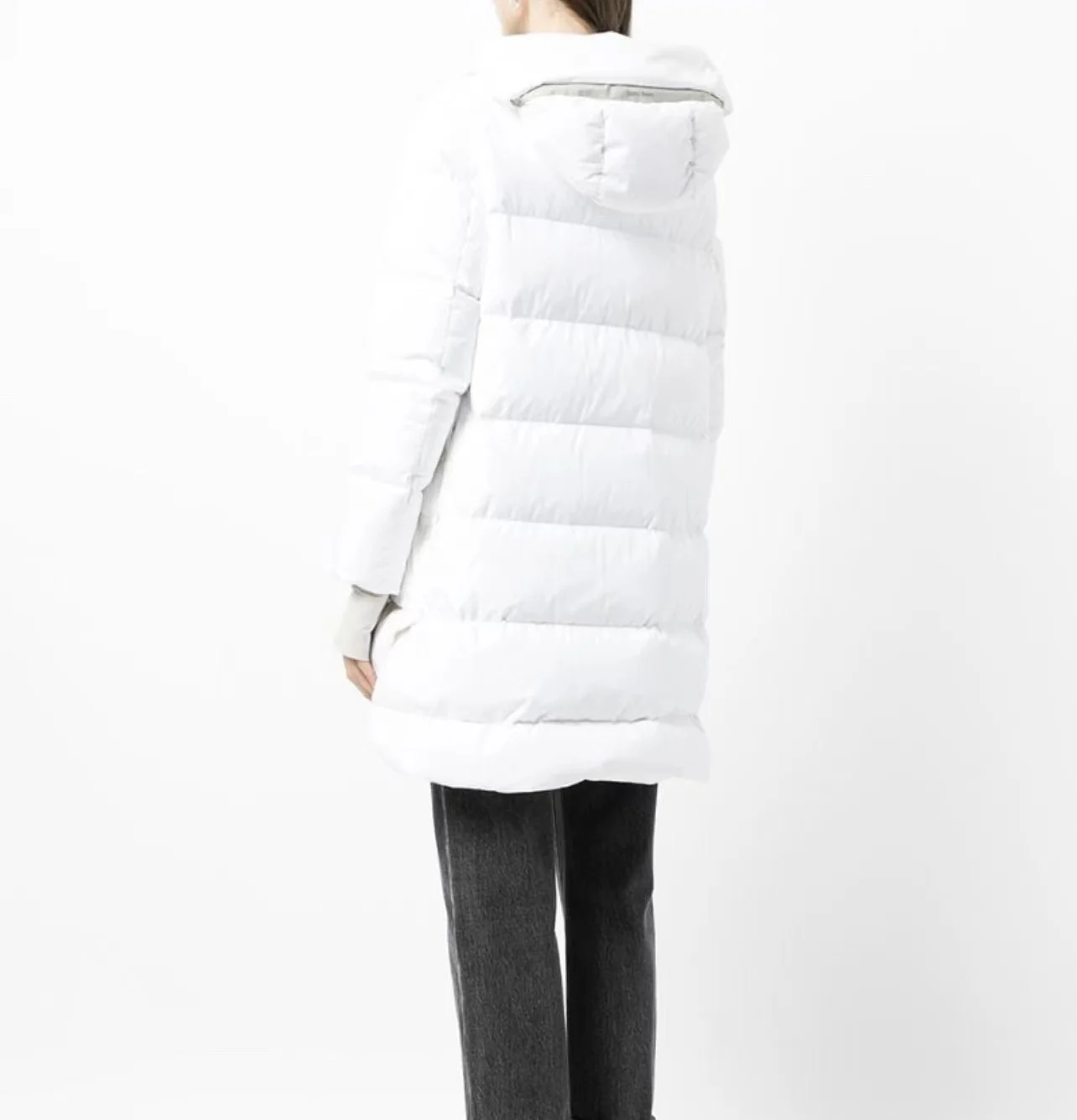 HNOER New Fashion Fashion Temperament Commuter Zipper Hooded Long Warm Down Jacket