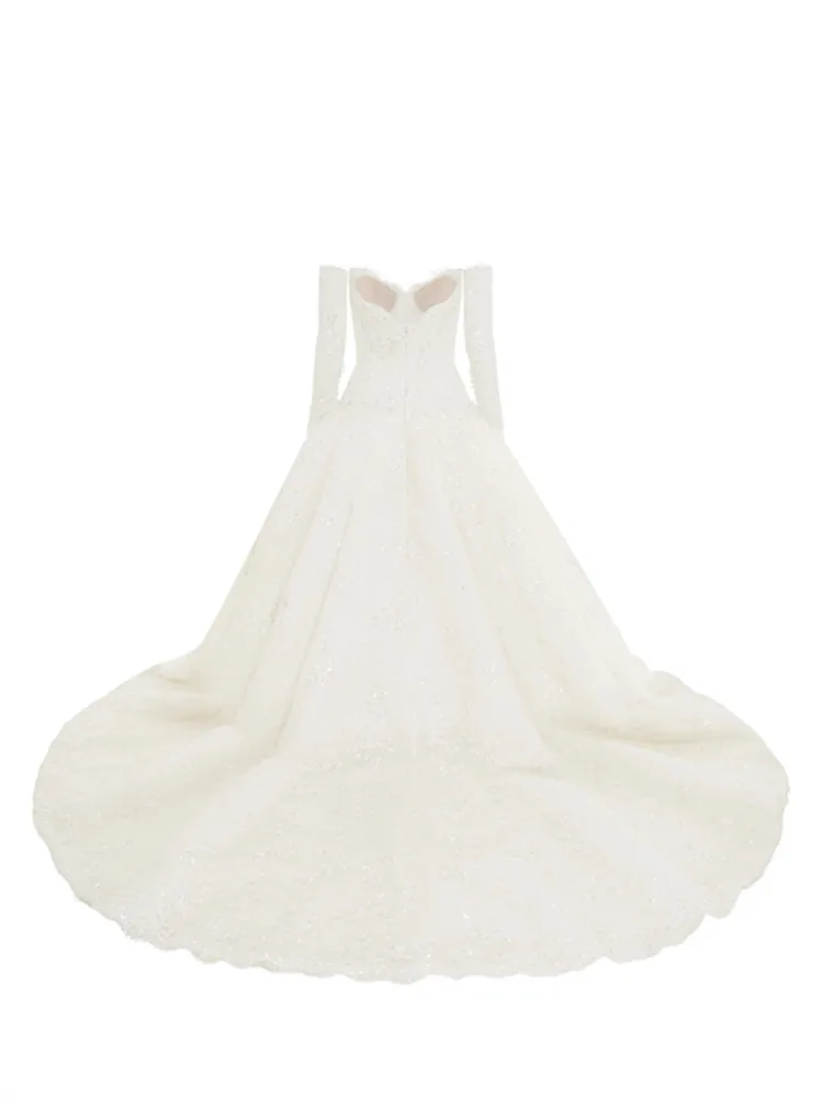 Vestidos De Novia Elegantes Lujo Vestido Encaje Mangas Desmontables Свадебное платье на заказ Con Brillos Корсет