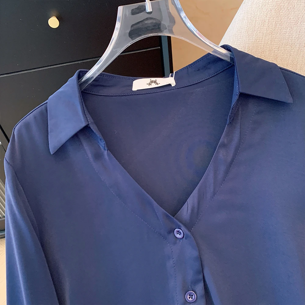 Женское весенне-осеннее повседневное свободное платье средней длины с v-образным