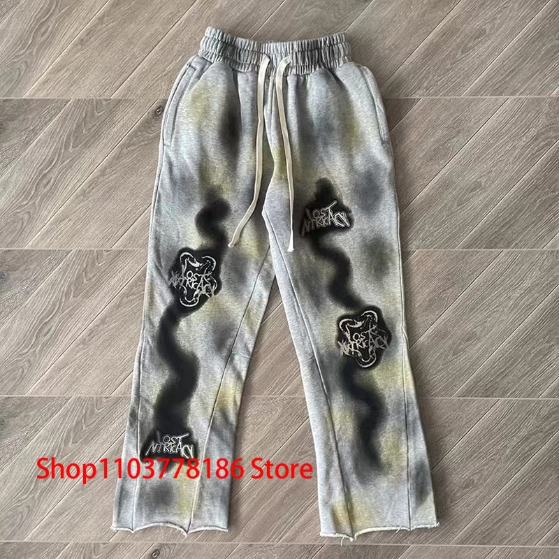 Хип-хоп High Street Lost Intricacy Lavender Повседневные брюки Tide Logo Wash с принтом Американские